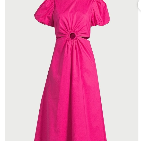 Scoop Women's Cut Out Midi Dress with Puff Sleeves, w/Pockets. Sizes S (4-6) - Picture 3 of 7